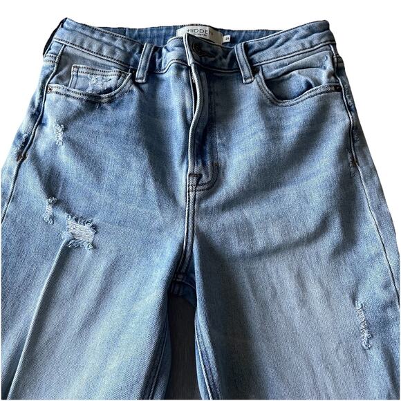 Hidden Los Angeles Mom Jeans Distressed Blue Stretch Grunge Edgy Capsule Size 28 - Picture 5 of 8